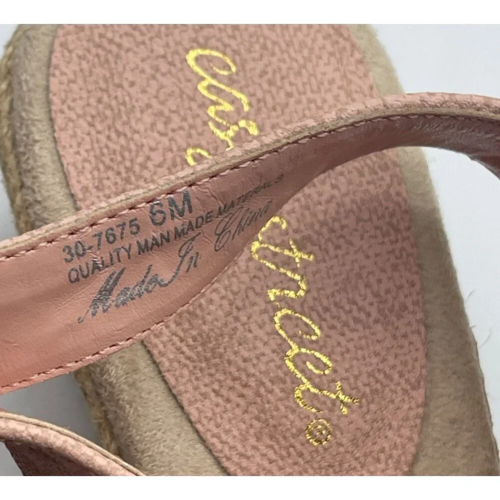Easy Street Stacy Espadrille Sandals Blush Pink Open Toe Size 6